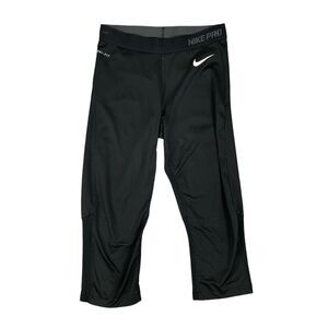 Nike Pro Leggings Womens M Medium Black Hypercool Dri Fit Mesh Panels Capri